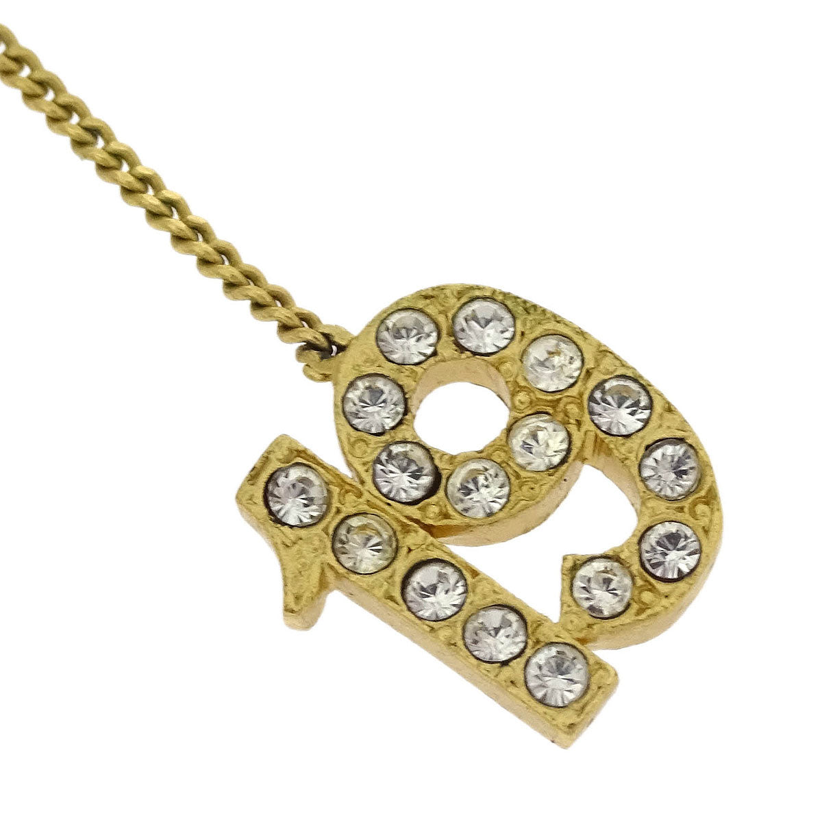 Chanel Gold CC Pendant Necklace Rhinestone 01C