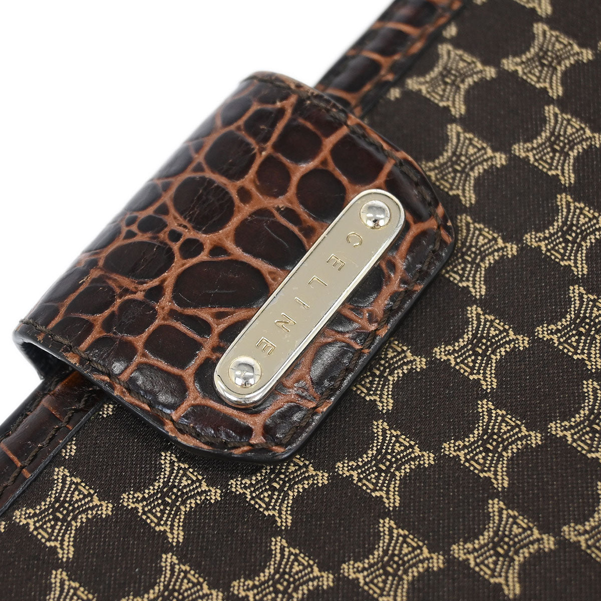 Celine * Brown Leather Canvas Macadam Wallet