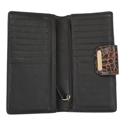 Celine * Brown Leather Canvas Macadam Wallet