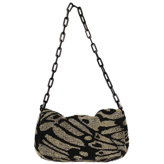 Gucci Black Gray Beaded Handbag