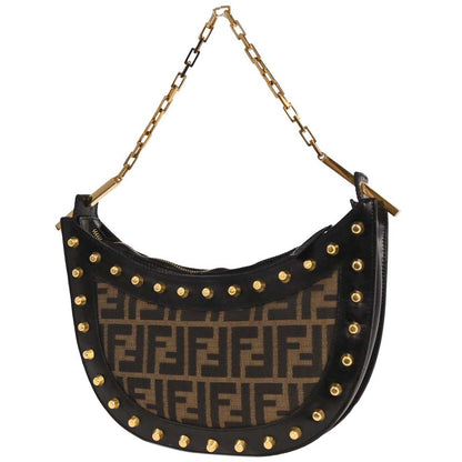 Fendi Black Brown Studded Zucca Handbag