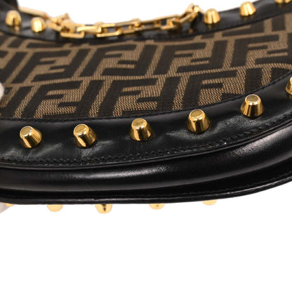 Fendi Black Brown Studded Zucca Handbag