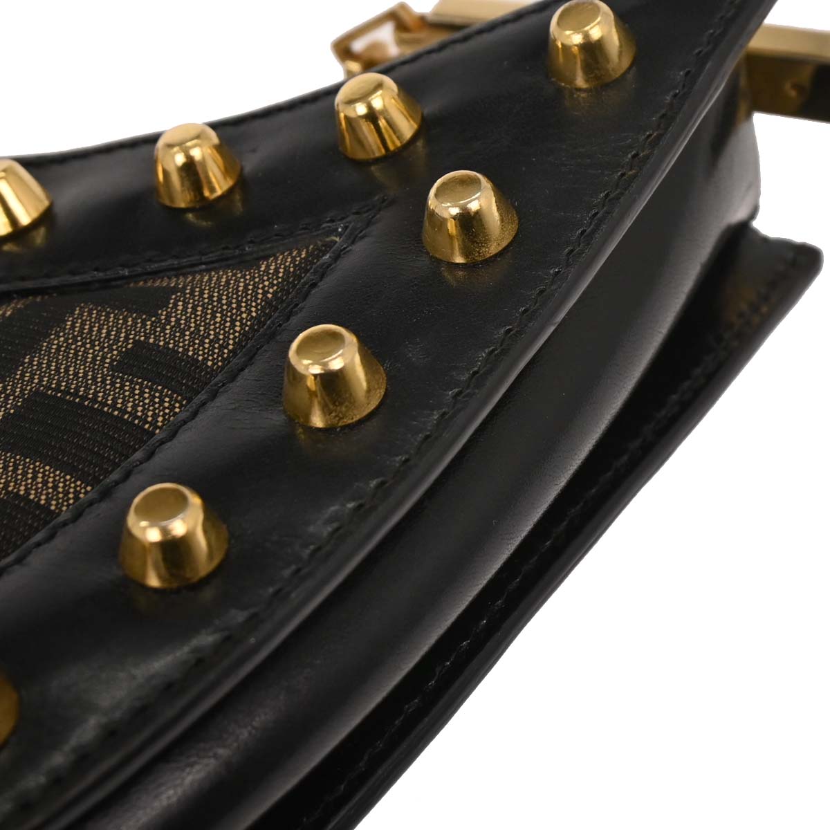 Fendi Black Brown Studded Zucca Handbag