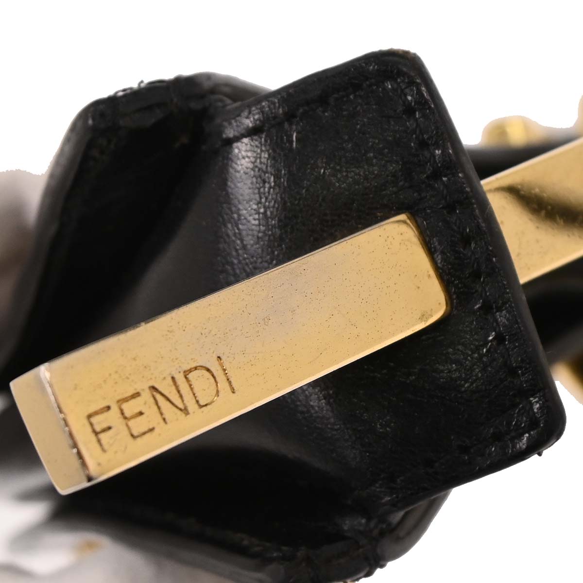 Fendi Black Brown Studded Zucca Handbag