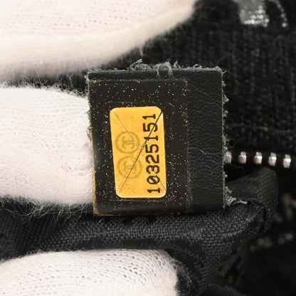 Chanel 2005-2006 Black Silver Cotton Jacquard Chain Handbag