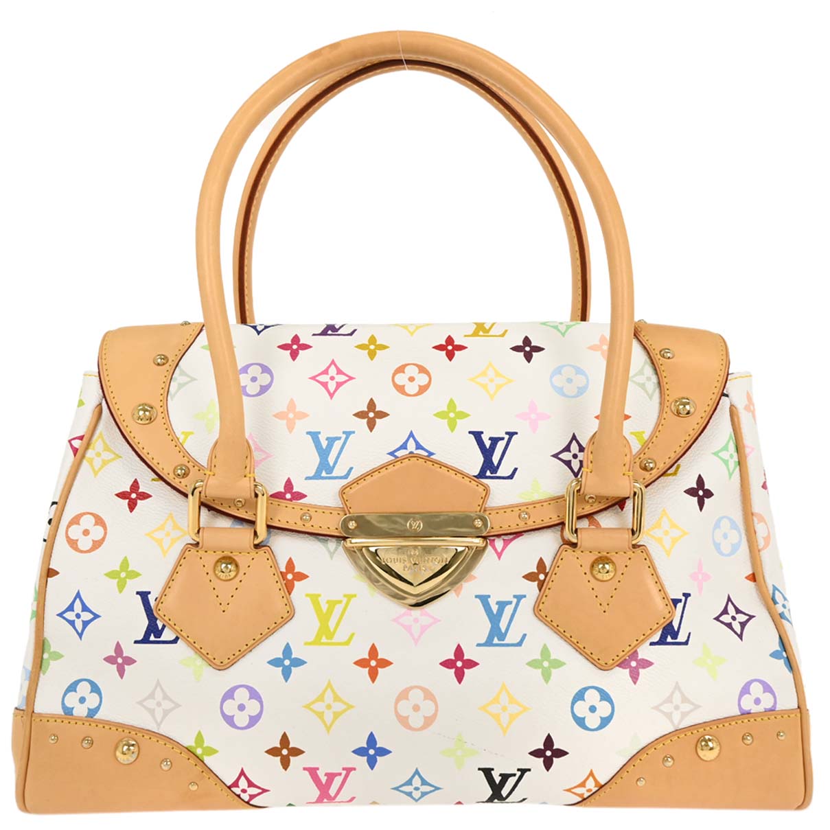 Louis Vuitton White Multicolor Beverly GM Handbag M40201