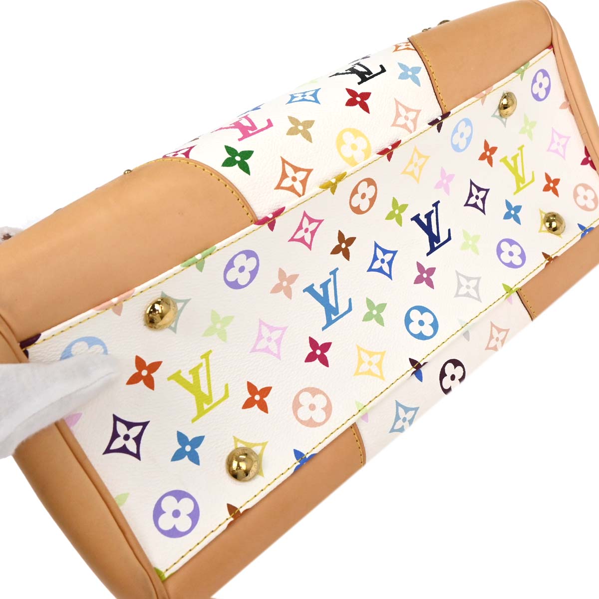 Louis Vuitton White Multicolor Beverly GM Handbag M40201