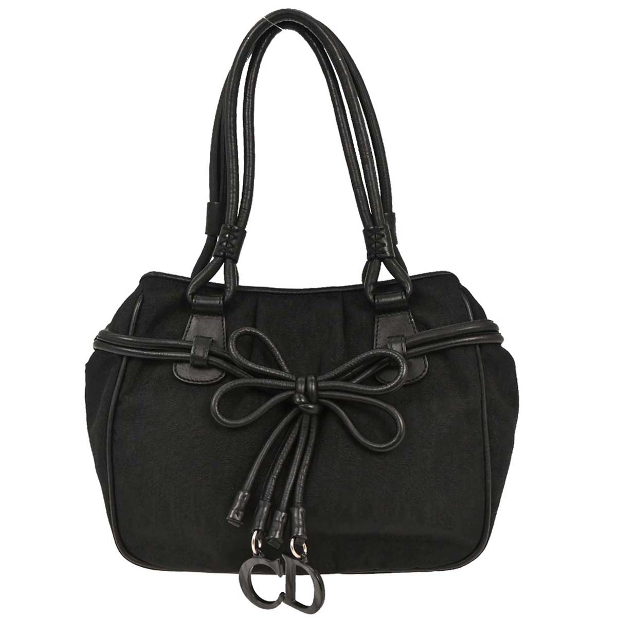 Christian Dior 2007 Black Diorissimo Bow Trotter Tote Bag
