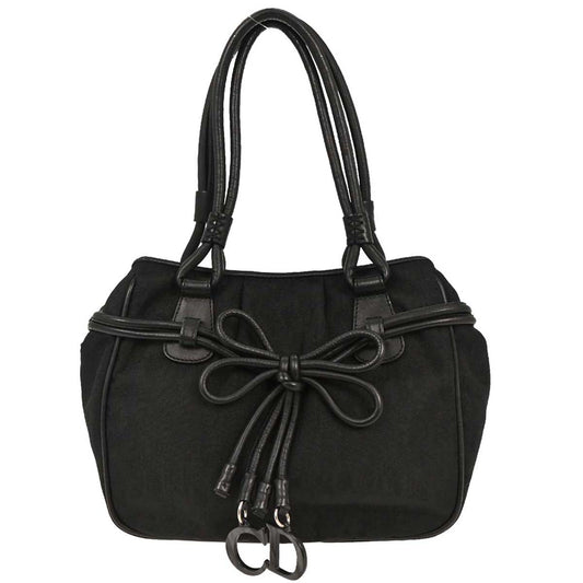Christian Dior 2007 Black Diorissimo Bow Trotter Tote Bag