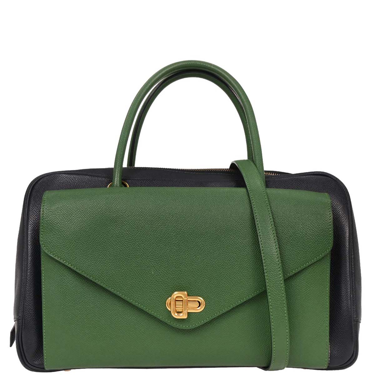 Hermes Green Blue Indigo Courchevel Lorraine Handbag