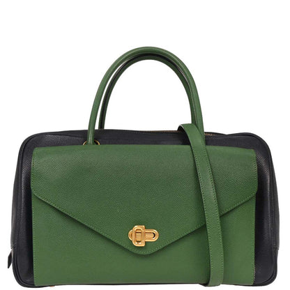 Hermes Green Blue Indigo Courchevel Lorraine Handbag