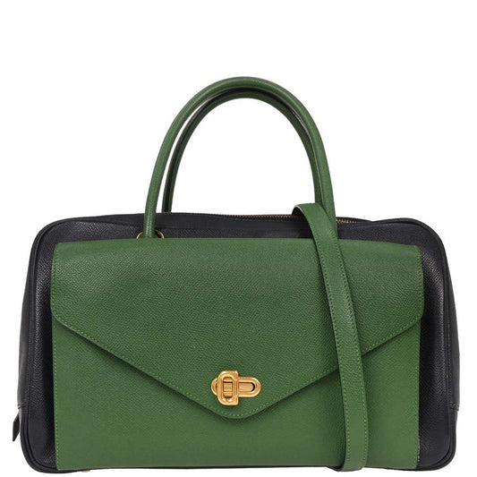 Hermes Green Blue Indigo Courchevel Lorraine Handbag