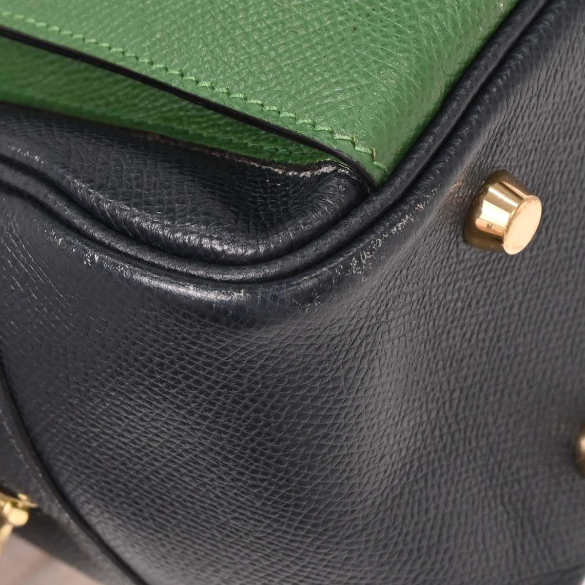 Hermes Green Blue Indigo Courchevel Lorraine Handbag