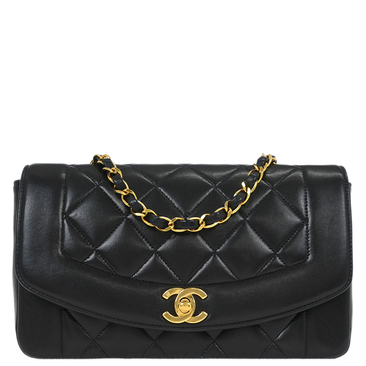Chanel Black Lambskin Small Diana Shoulder Bag