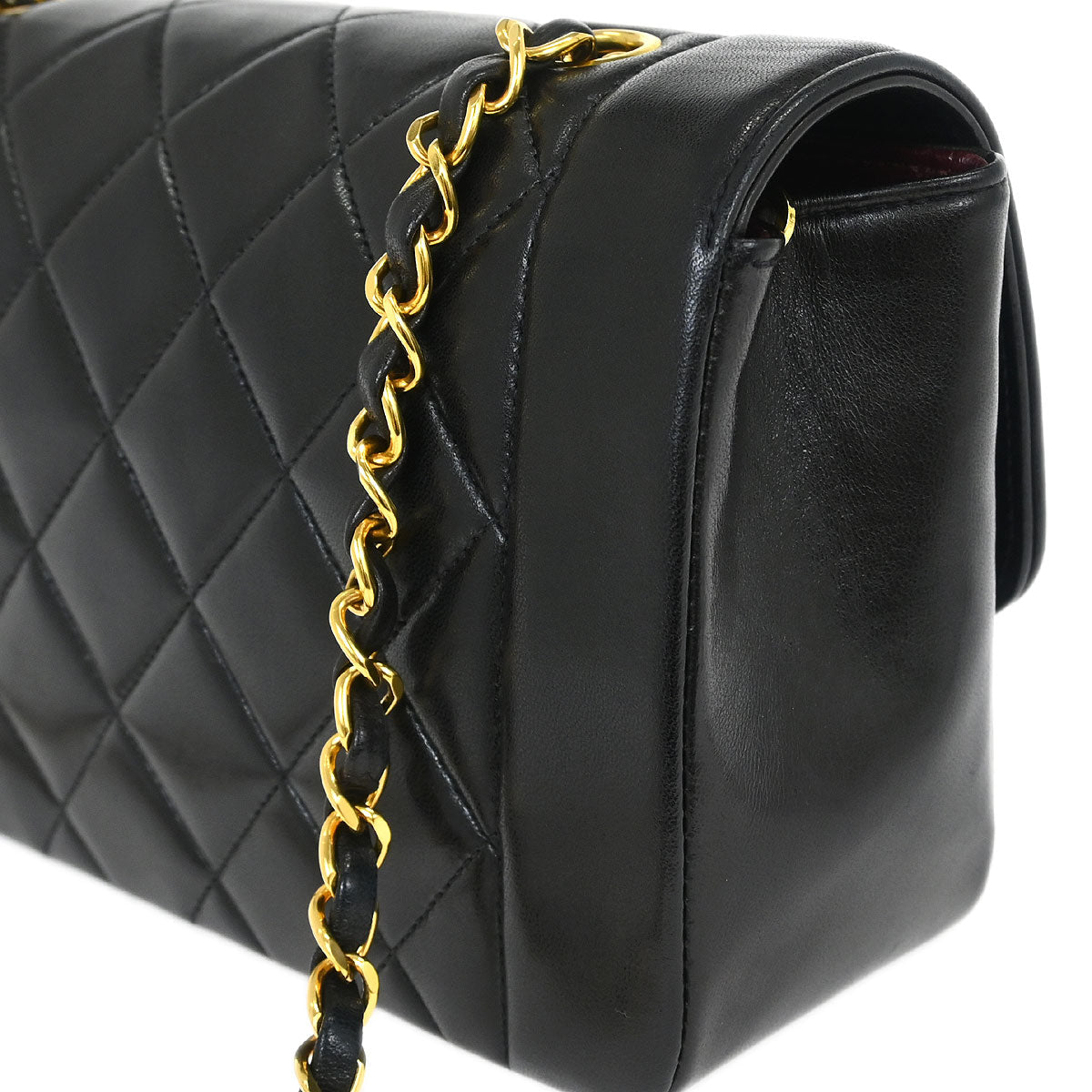 Chanel Black Lambskin Small Diana Shoulder Bag