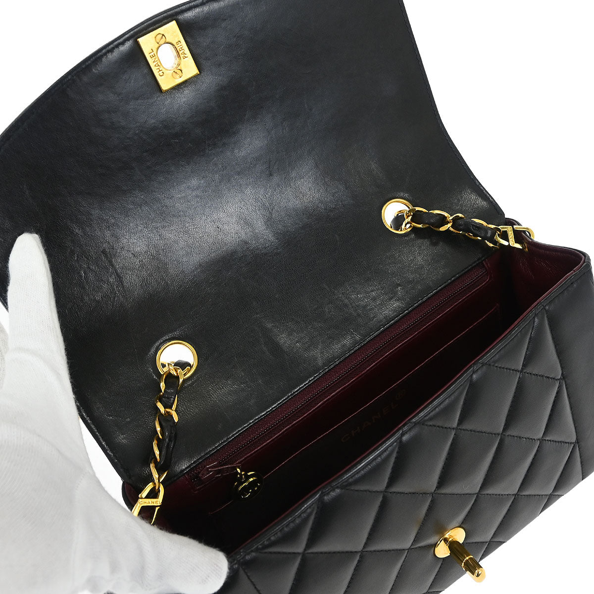 Chanel Black Lambskin Small Diana Shoulder Bag