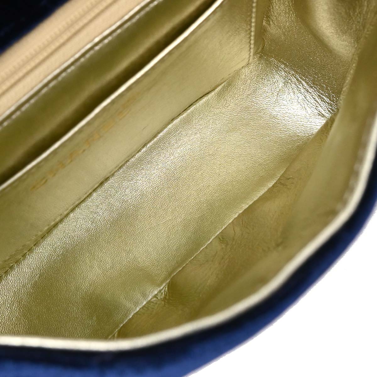 Chanel 1991-1994 Navy Velvet Rhinestone Shoulder Bag