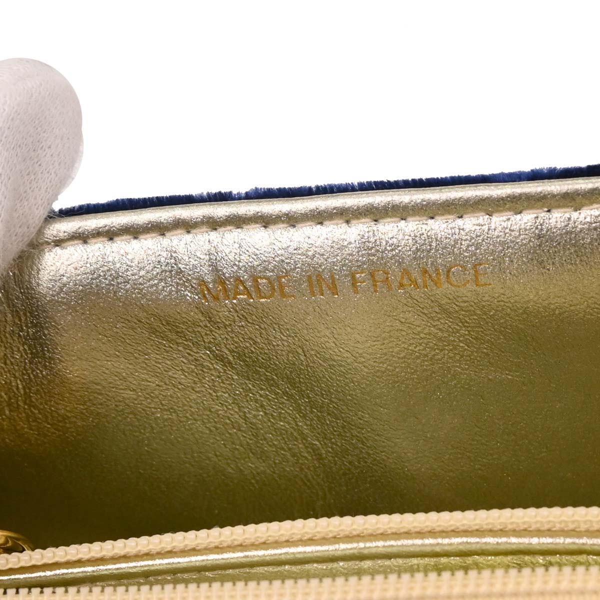 Chanel 1991-1994 Navy Velvet Rhinestone Shoulder Bag