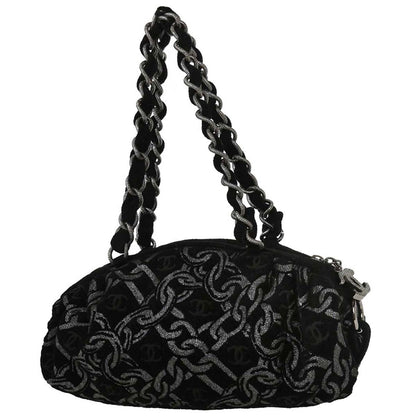Chanel 2005-2006 Black Canvas Chain Print Handbag