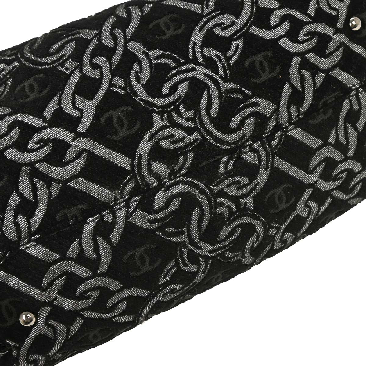 Chanel 2005-2006 Black Canvas Chain Print Handbag