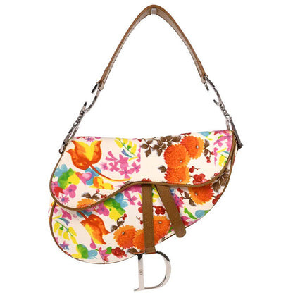 Christian Dior Multicolor Floral Saddle Handbag