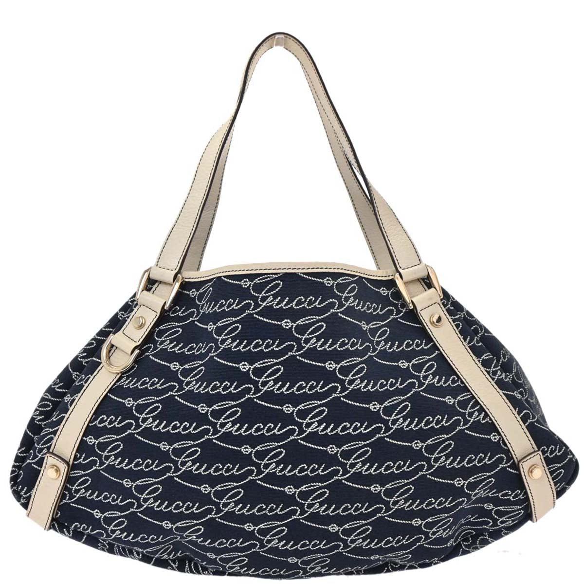 Gucci Navy Canvas Abbey Hobo Handbag