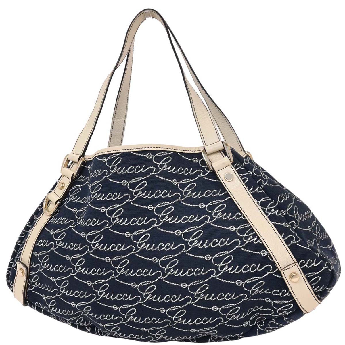 Gucci Navy Canvas Abbey Hobo Handbag