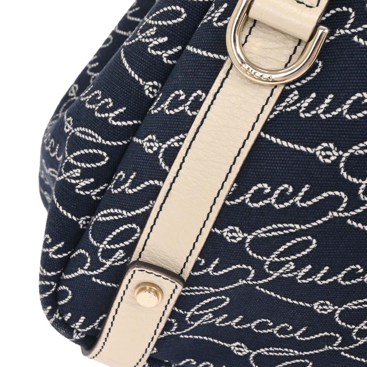 Gucci Navy Canvas Abbey Hobo Handbag