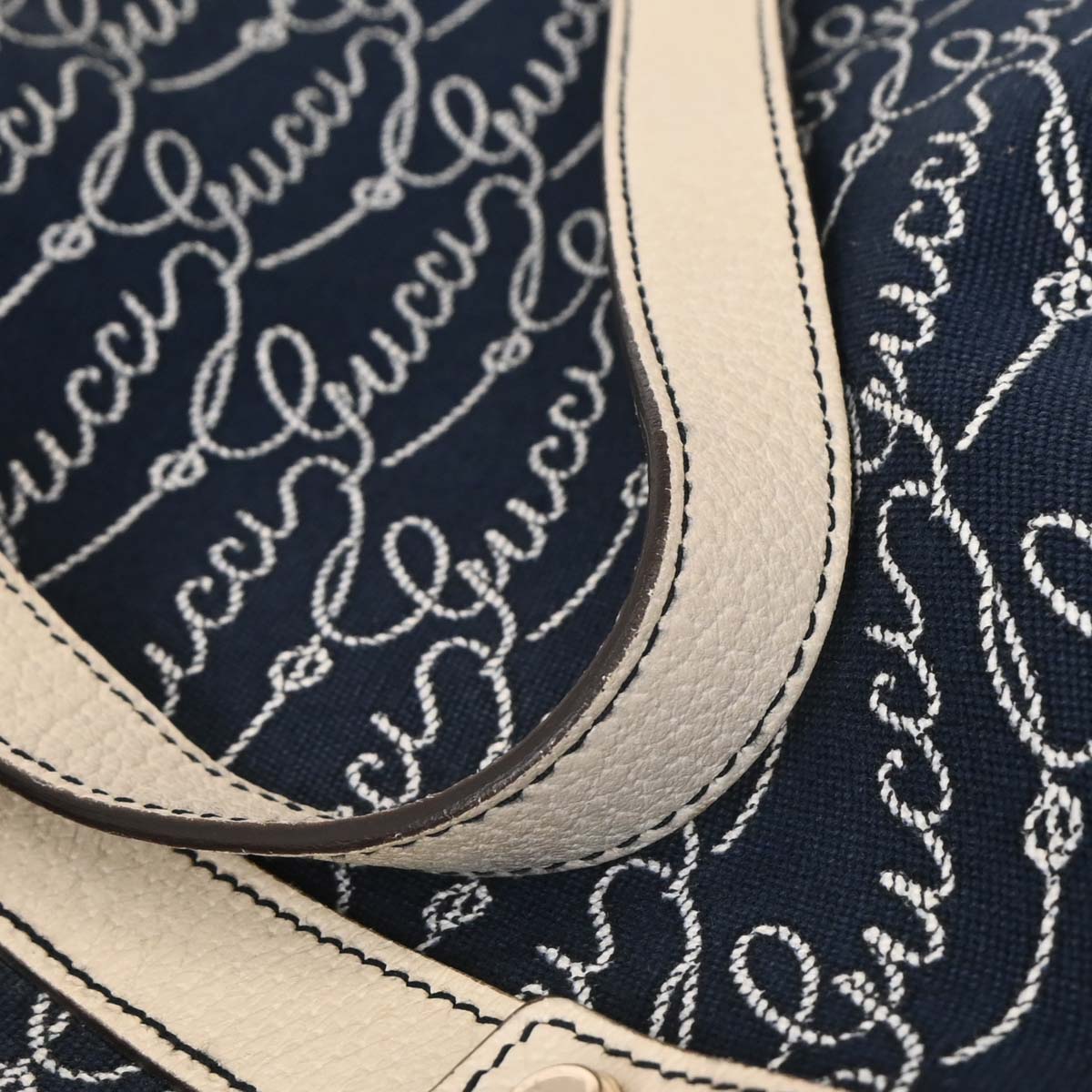 Gucci Navy Canvas Abbey Hobo Handbag