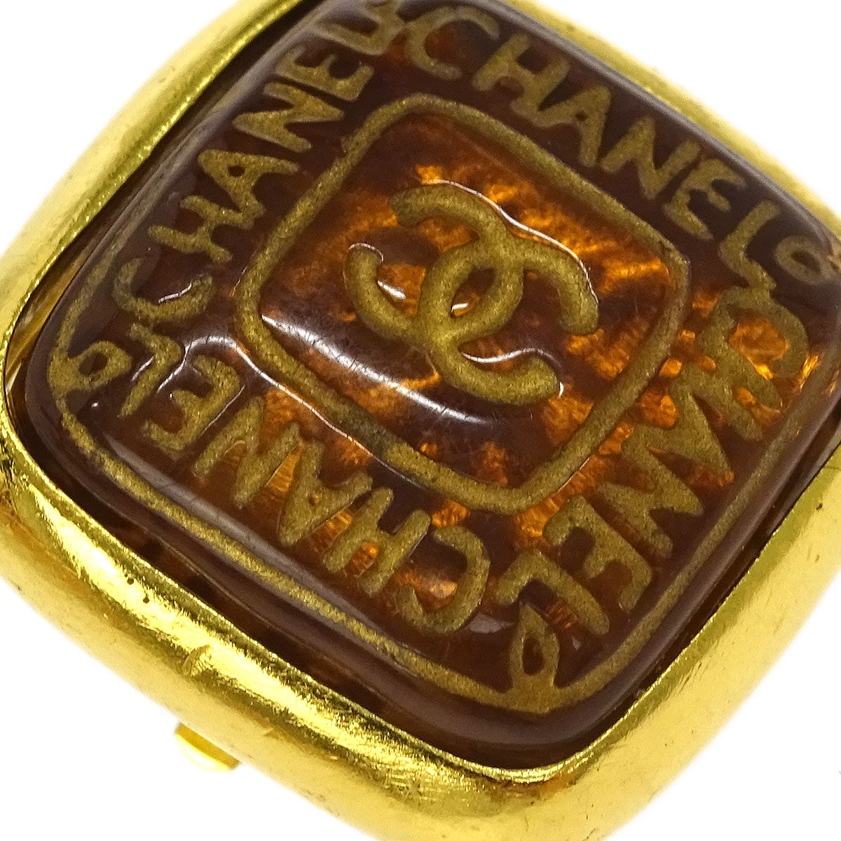 Chanel Square Earrings Clip-On Gold 99A