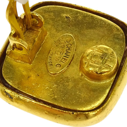 Chanel Square Earrings Clip-On Gold 99A