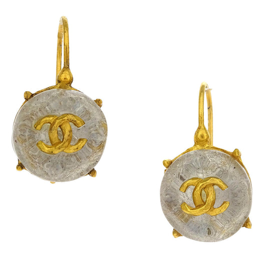 Chanel Piercing Earrings Clear Button 99P