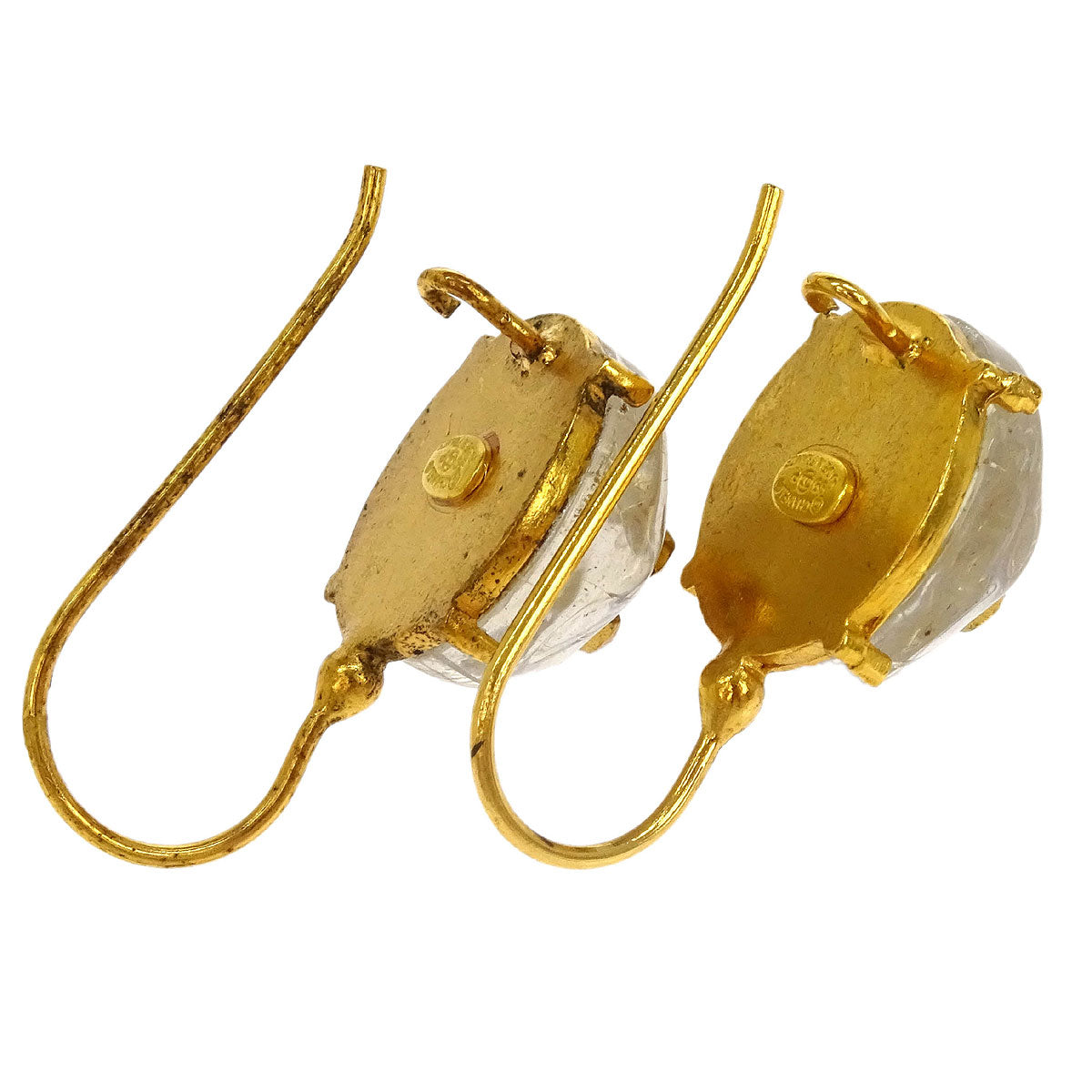 Chanel Piercing Earrings Clear Button 99P