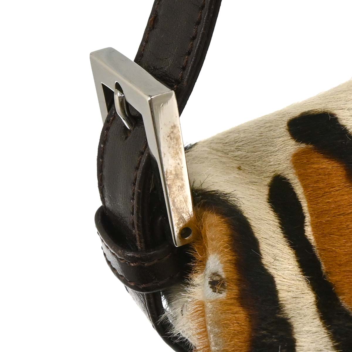 Fendi * White Pony Hair Baguette Handbag