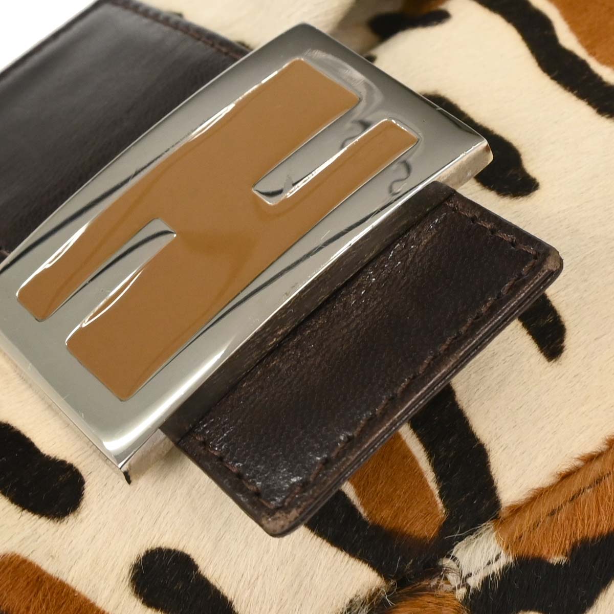 Fendi * White Pony Hair Baguette Handbag