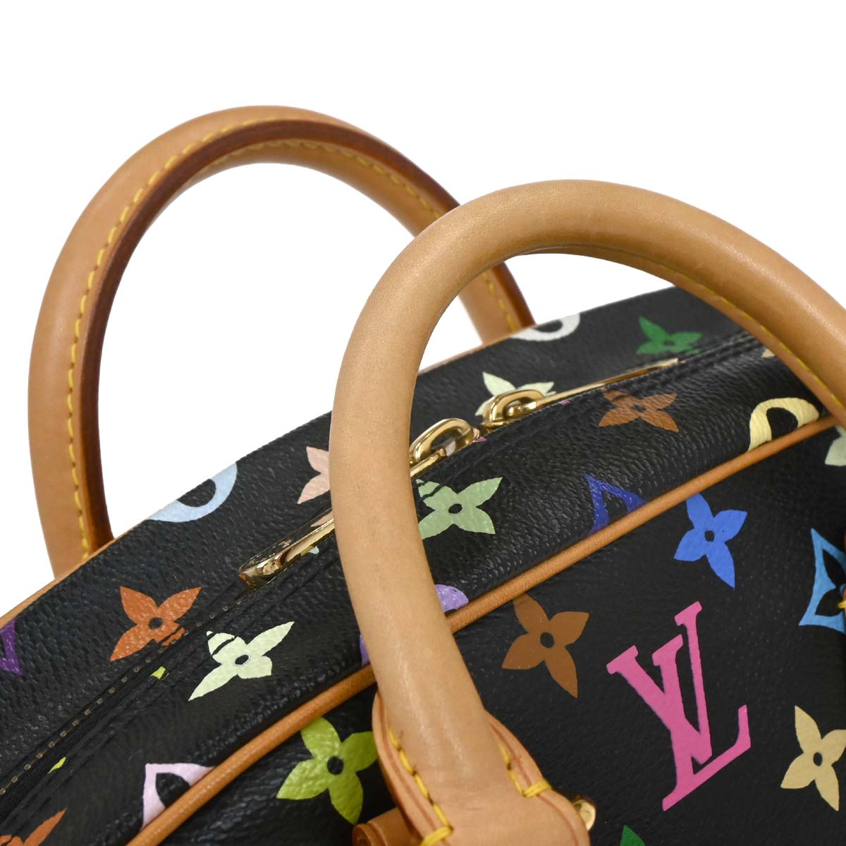 Louis Vuitton 2005 Black Monogram Multicolor Trouville Handbag M92662