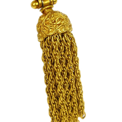 Chanel Fringe Dangle Earrings Clip-On Gold 94A