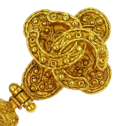 Chanel Fringe Dangle Earrings Clip-On Gold 94A