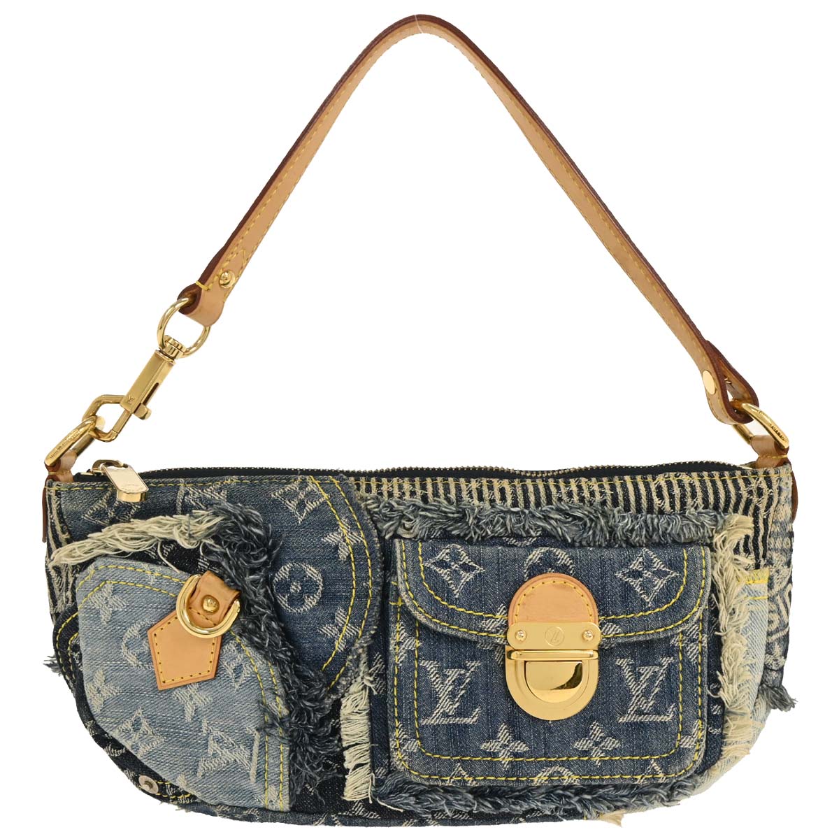 Louis Vuitton Blue Monogram Denim Patchwork Pouchy Handbag M95382