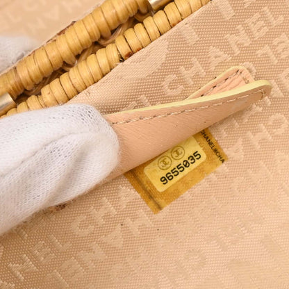 Chanel Beige Rattan Heart Lock Basket Bag 2way Shoulder Handbag