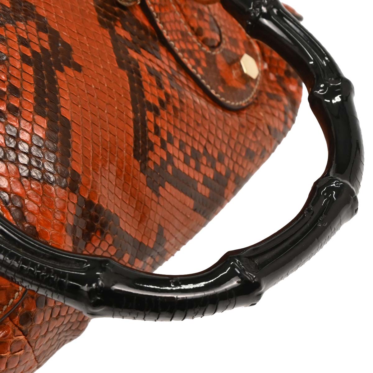 Gucci * Orange Python Bamboo 2way Shoulder Handbag