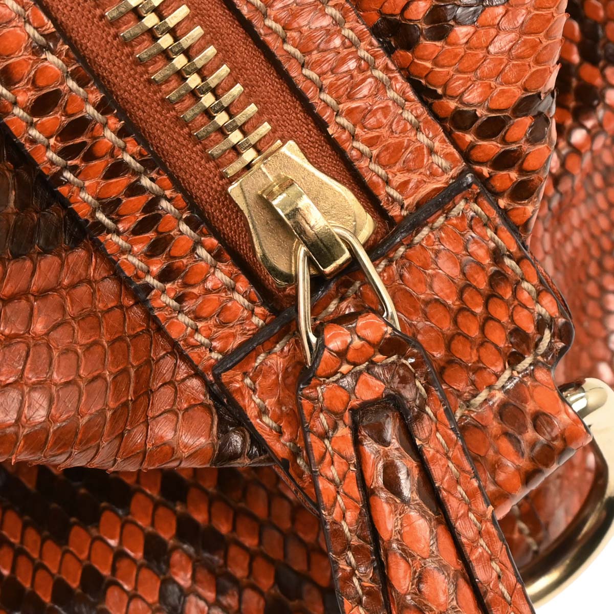 Gucci * Orange Python Bamboo 2way Shoulder Handbag