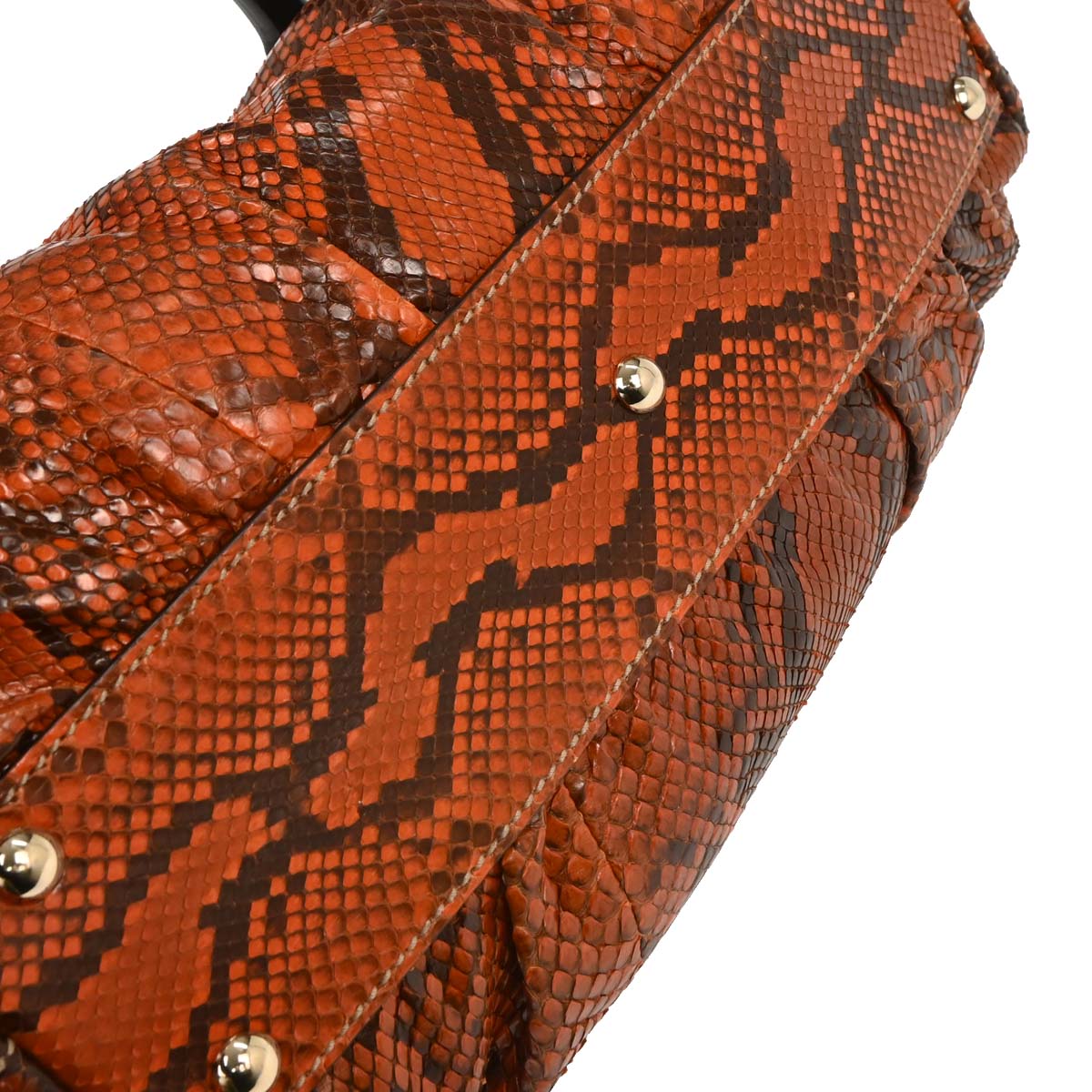 Gucci * Orange Python Bamboo 2way Shoulder Handbag