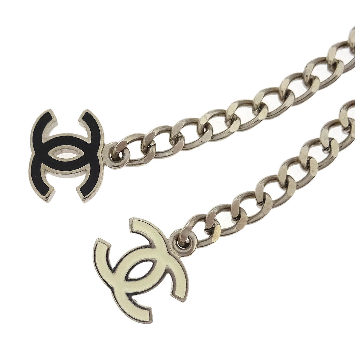 Chanel Chain Belt Silver Camellia Small Good 05P