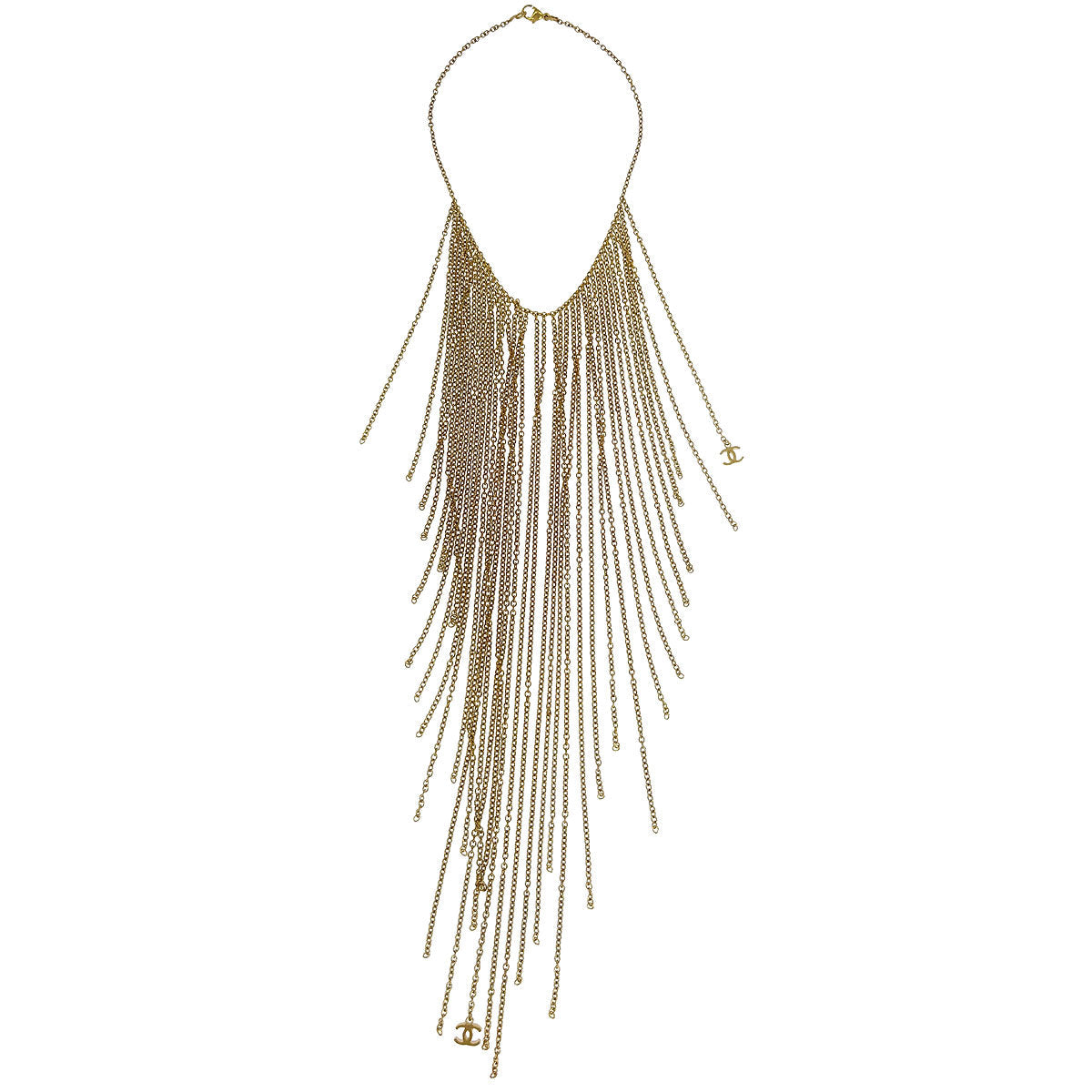 Chanel Gold Fringe Chain Necklace 02A