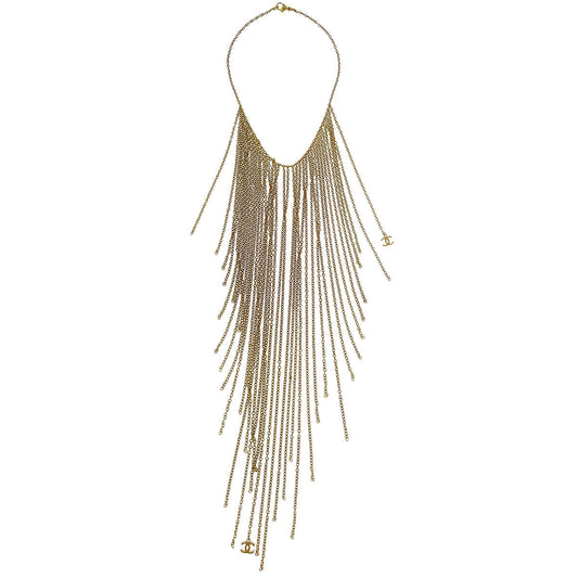 Chanel Gold Fringe Chain Necklace 02A