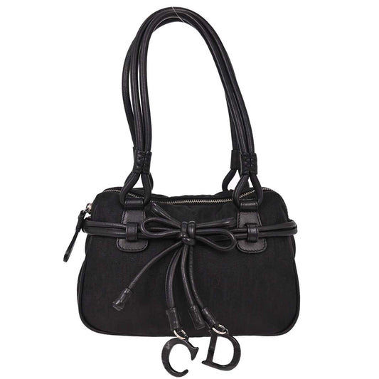 Christian Dior Black Diorissimo Bow Trotter Handbag