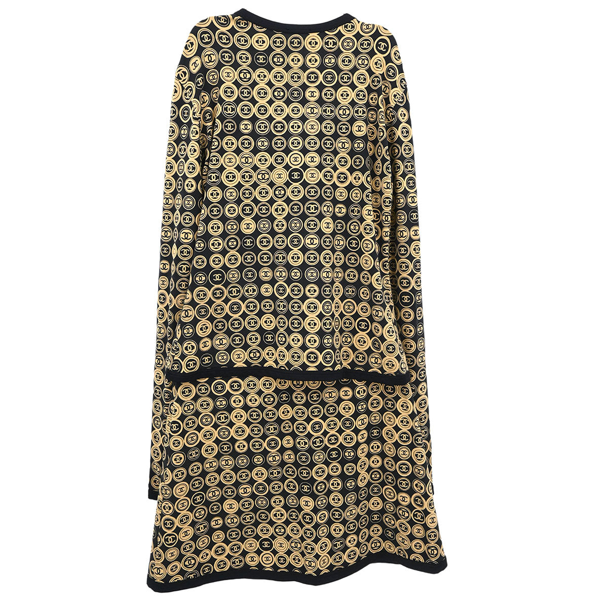 Chanel Setup Suit Zip Up Top Skirt Black 03P #38 #34