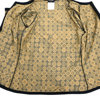 Chanel Setup Suit Zip Up Top Skirt Black 03P #38 #34