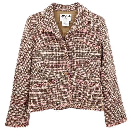 Chanel Single Breasted Jacket Brown #38